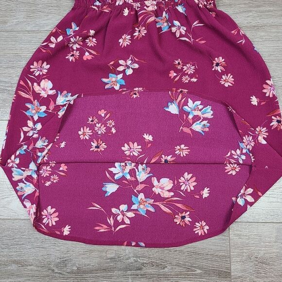 𝅺monteau Burgundy Floral Scalloped Neck Halter Dress Small - Picture 12 of 16